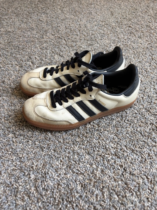 adidas Shoes - adidas Samba Sneakers in Cream with Black Stripes